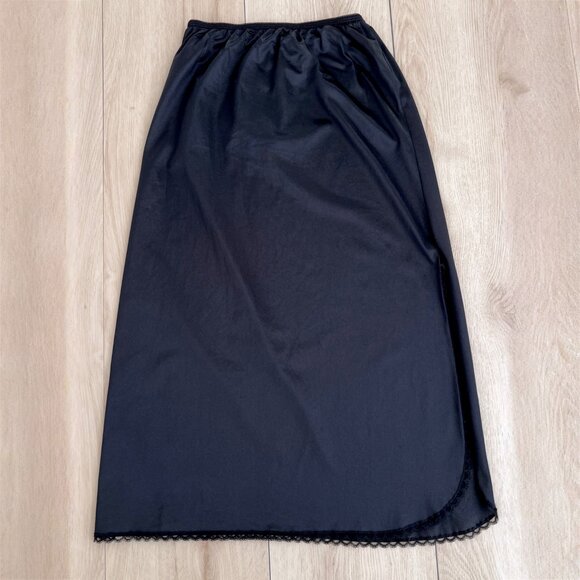 Vintage 80s Wonder Maid Black Petticoat Skirt Lace Trim Slip Medium / Whimsigoth - Picture 12 of 12